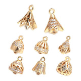 10PCS Champagne Brass and Zircon 2 Holes Charms Pendants