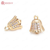 10PCS Champagne Brass and Zircon 2 Holes Charms Pendants