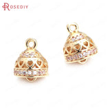 10PCS Champagne Brass and Zircon 2 Holes Charms Pendants