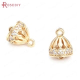 10PCS Champagne Brass and Zircon 2 Holes Charms Pendants