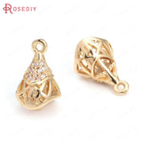 10PCS Champagne Brass and Zircon 2 Holes Charms Pendants