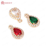10PCS High Champagne Brass and Zircon Drop Charms Pendants