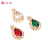 10PCS High Champagne Brass and Zircon Drop Charms Pendants