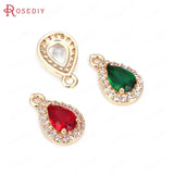 10PCS High Champagne Brass and Zircon Drop Charms Pendants