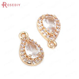 10PCS High Champagne Brass and Zircon Drop Charms Pendants