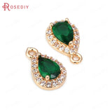 10PCS High Champagne Brass and Zircon Drop Charms Pendants