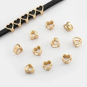 10PCS Heart Beads Charms Metal Spacers for Bracelet Craft