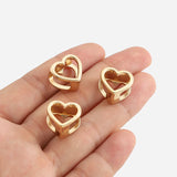 10PCS Heart Beads Charms Metal Spacers for Bracelet Craft