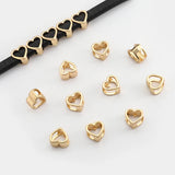 10PCS Heart Beads Charms Metal Spacers for Bracelet Craft