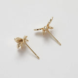 10PCS Honeybee Ear Studs Earrings 14k Plated Jewelry Making DIY Accessories