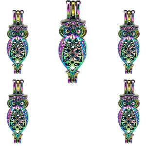 10PCS Charm Owl Pearl Cage Locket Aromatherapy Diffuser Pendant