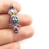 10PCS Owl Charm Pearl Cage Locket Aromatherapy Pendant For Gift Necklace