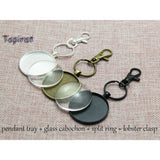 10PCS Key Chain Kits Round Pendant Trays 38mm Blank+38mm Glass Cabochons