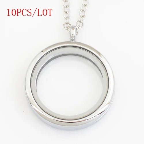 10PCS/LOT Magnetic Floating Locket, 30mm Round, 50-55cm Chain