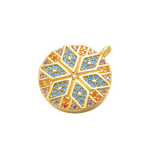 10PCS Brass Heart Eye Snowflake Pendant DIY Necklace Jewelry Making