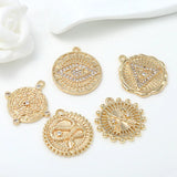 10PCS 14K Gold Plated Zirconia Crystal Charms Pendant DIY Jewelry Accessory