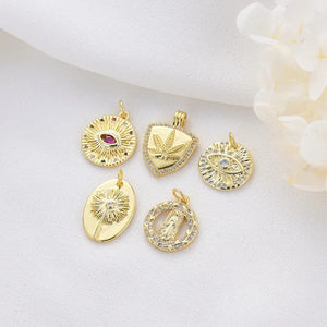 10PCS 14K Plated Brass Zirconia Crystal Charms Pendant