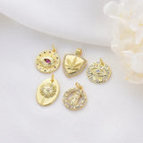 10PCS 14K Plated Brass Zirconia Crystal Charms Pendant