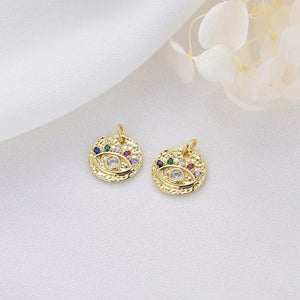 10PCS 14K Plated Zirconia Evil Eye Charms Pendant DIY Jewelry Making