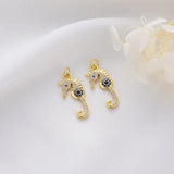 10PCS 14K Plated Zirconia Crystal Seahorse Snake Charms Pendant