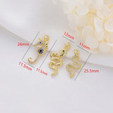 10PCS 14K Plated Zirconia Crystal Seahorse Snake Charms Pendant