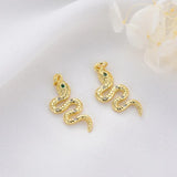 10PCS 14K Plated Zirconia Crystal Seahorse Snake Charms Pendant