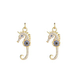 10PCS 14K Plated Zirconia Crystal Seahorse Snake Charms Pendant