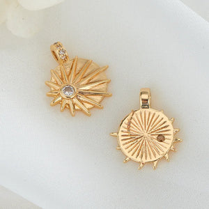 10PCS Brass Zirconia Wing Sun Charms DIY Jewelry Making