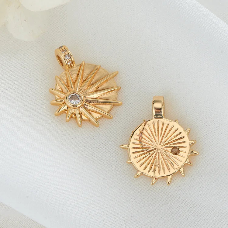 10PCS Brass Zirconia Wing Sun Charms DIY Jewelry Making