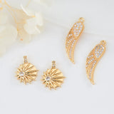 10PCS Brass Zirconia Wing Sun Charms DIY Jewelry Making