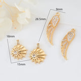 10PCS Brass Zirconia Wing Sun Charms DIY Jewelry Making