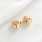 10PCS Brass Metal Love Heart Circle Charms DIY Jewelry Making