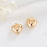 10PCS Brass Metal Love Heart Circle Charms DIY Jewelry Making