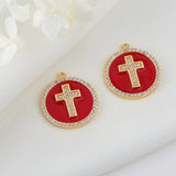 10PCS/Lot Copper 14K Plated Star Cross Charm Pendant DIY Jewelry Making