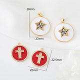 10PCS/Lot Copper 14K Plated Star Cross Charm Pendant DIY Jewelry Making
