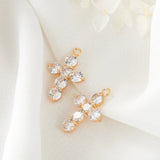 10PCS 14K Plated Zirconia Cross Charm Pendant DIY Jewelry Making