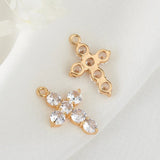 10PCS 14K Plated Zirconia Cross Charm Pendant DIY Jewelry Making