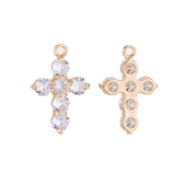 10PCS 14K Plated Zirconia Cross Charm Pendant DIY Jewelry Making
