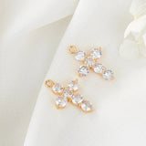 10PCS 14K Plated Zirconia Cross Charm Pendant DIY Jewelry Making