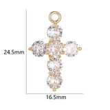 10PCS 14K Plated Zirconia Cross Charm Pendant DIY Jewelry Making