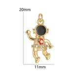 10PCS Copper 14K Plated Zirconia Astronaut Charm Pendant DIY Jewelry Making