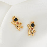 10PCS Copper 14K Plated Zirconia Astronaut Charm Pendant DIY Jewelry Making