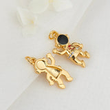10PCS Copper 14K Plated Zirconia Astronaut Charm Pendant DIY Jewelry Making