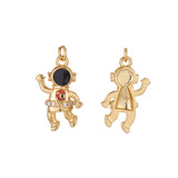 10PCS Copper 14K Plated Zirconia Astronaut Charm Pendant DIY Jewelry Making