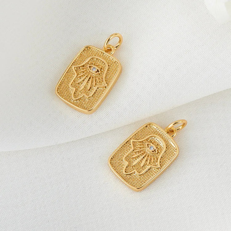 10PCS Zirconia Evil Eye Palm Charms Pendant DIY Accessories