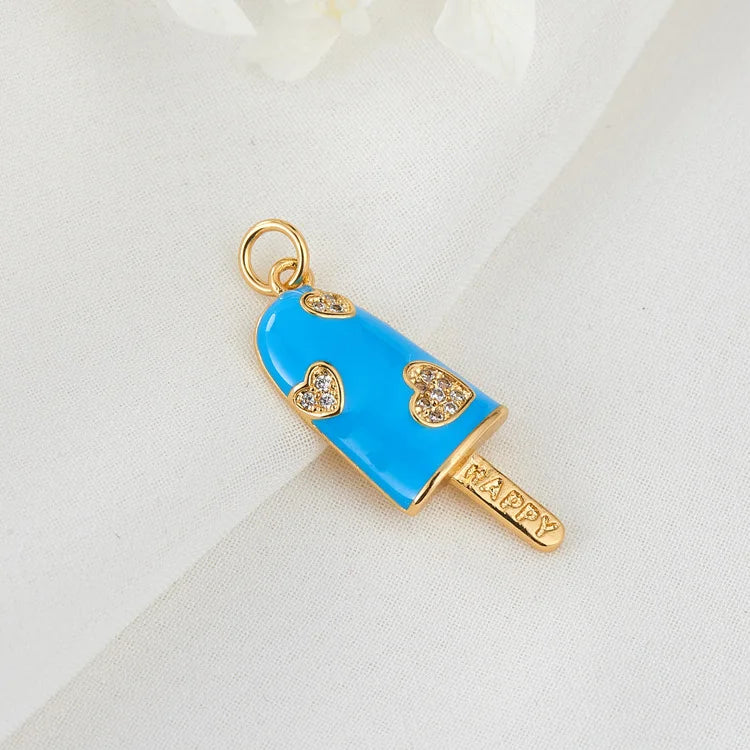 10PCS Copper Plated Ice Cream Charms Pendant DIY Jewelry Making