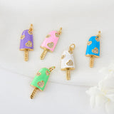 10PCS Copper Plated Ice Cream Charms Pendant DIY Jewelry Making