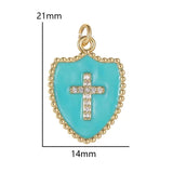 10PCS Copper Plated Zirconia Cross Charms DIY Jewelry Making