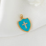 10PCS Copper Plated Zirconia Cross Charms DIY Jewelry Making