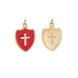 10PCS Copper Plated Zirconia Cross Charms DIY Jewelry Making